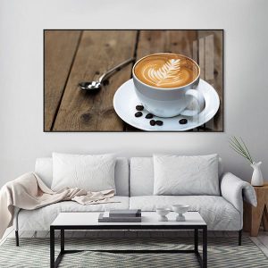Tranh cốc cafe capuchino lá nguyệt quế TT3456