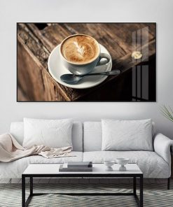 Tranh cốc cafe capuchino vintage nghệ thuật TT3457