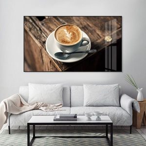 Tranh cốc cafe capuchino vintage nghệ thuật TT3457