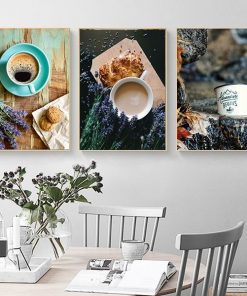 Bộ 3 tranh cốc cafe và hoa lavender TT3463