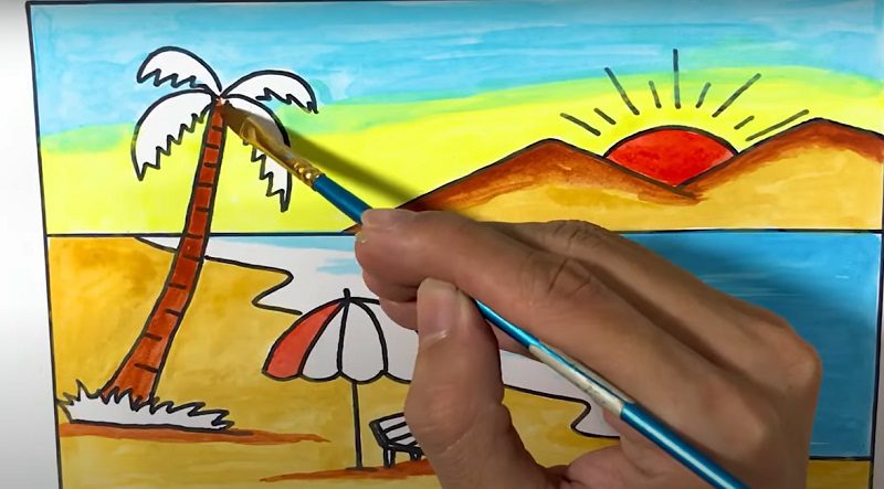 Mách bạn cách vẽ tranh phong cảnh biển đơn giản nhất - Khung tranh rẻ