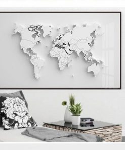 tranh bản đồ thế giới tối giản TT3539