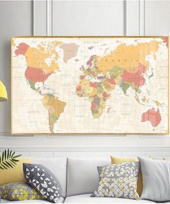 tranh bản đồ thế giới vintage TT3554