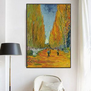 Tranh Vincent van Gogh con đường lá vàng mùa thu TT3572