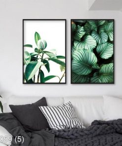 Bộ 2 tranh lá cây xanh mát KTR00059