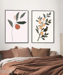 Bộ 2 tranh lá cây vintage KTR001004