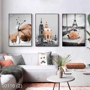Bộ 3 tranh nghệ thuật đơn sắc KTR00116