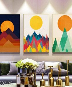 Bộ 3 tranh nghệ thuật trừu tượng phòng bé KTR003321