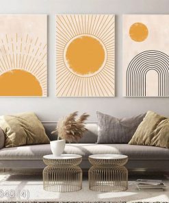 Bộ 3 tranh trừu tượng mặt trời KTR003404