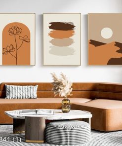 Bộ 3 tranh nghệ thuật trừu tượng hoàng hôn KTR003411