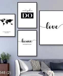 Bộ 4 tranh chữ đen trắng KTR003482