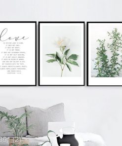 Bộ 3 tranh trang trí phong cách scandinavian lá cây KTR00361