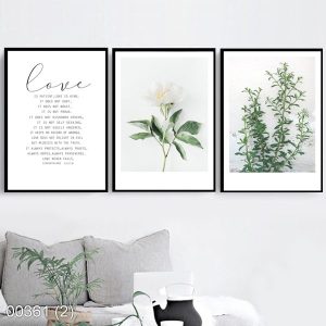 Bộ 3 tranh trang trí phong cách scandinavian lá cây KTR00361