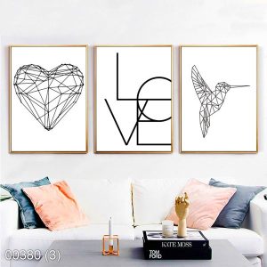 Bộ 3 tranh đen trắng nghệ thuật KTR003803