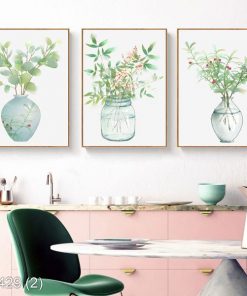 Bộ 3 tranh bình hoa vintage KTR004292