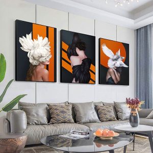 Bộ 3 tranh treo tường nghệ thuật trang trí phòng ngủ ALI78