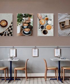 Bộ 4 tranh treo tường trang trí quán cafe KTR0429