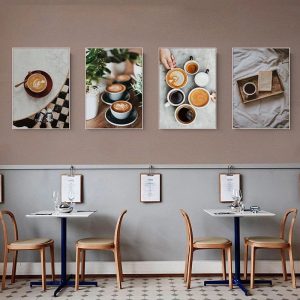 Bộ 4 tranh treo tường trang trí quán cafe KTR0429