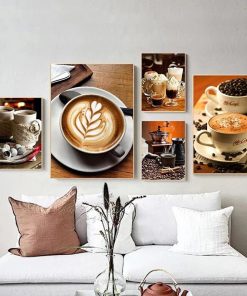 Bộ 5 tranh treo quán cafe vintage KTR0528