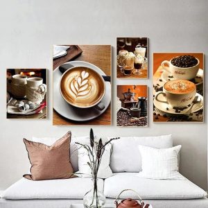 Bộ 5 tranh treo quán cafe vintage KTR0528