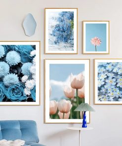 Bộ 5 bức tranh hoa xanh KTR0524