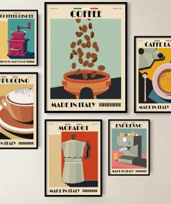 Bộ 6 tranh treo tường trang trí quán cafe KTR0630