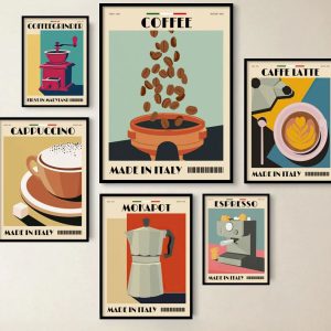 Bộ 6 tranh treo tường trang trí quán cafe KTR0630