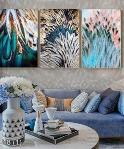 Bộ 3 tranh lông vũ nghệ thuật KTR002181