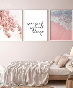 Bộ 3 tranh phong cách bắc âu tone hồng KTR002311