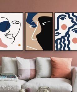 Bộ 3 tranh trừu tượng khuân mặt nội tâm KTR002322