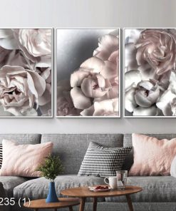 Bộ 3 tranh hoa màu bạc độc đáo KTR002351