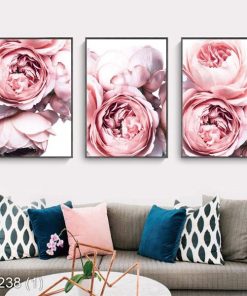 Bộ 3 tranh hoa hồng trà KTR002381