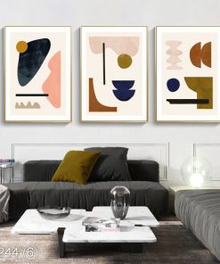 Bộ 3 tranh nghệ thuật trừu tượng hình khối KTR002446