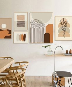 Bộ 5 tranh nghệ thuật trừu tượng hình khối KTR003413