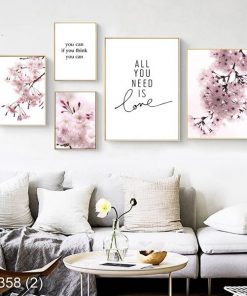 Bộ 5 tranh hoa đào phai KTR003582