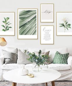 Bộ 5 tranh lá cây xanh mát dịu KTR003611