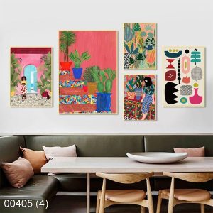 Bộ 5 tranh nghệ thuật đương đại KTR004054