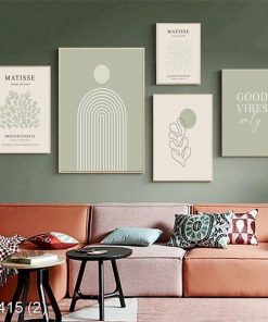 Bộ 5 tranh trừu tượng tone xanh min KTR004152