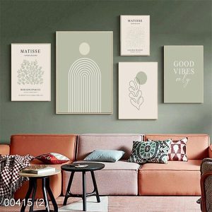 Bộ 5 tranh trừu tượng tone xanh min KTR004152
