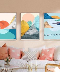 Bộ 3 tranh nghệ thuật trang trí phòng bé KTR004711