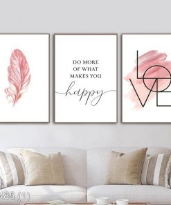 Bộ 3 tranh trang trí tone hồng KTR004851