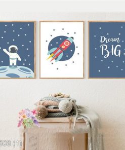 Bộ 3 tranh phi hành gia ngộ nghĩnh KTR005081