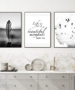 Bộ 3 tranh nghệ thuật đen trắng KTR007651