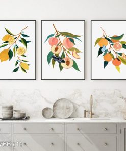 Bộ 3 tranh hoa quả khi trái đào chín KTR007661