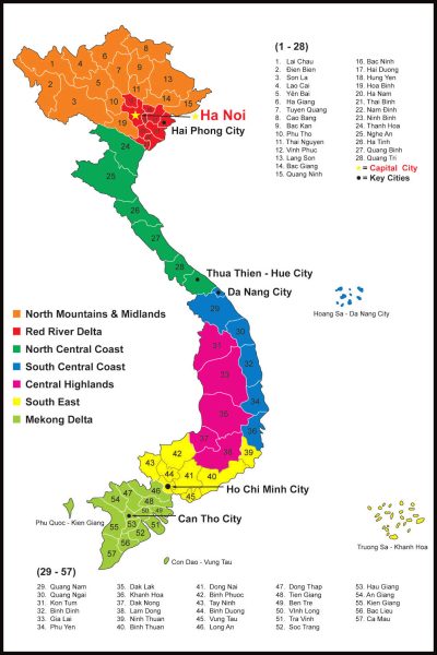 Bản đồ các tỉnh thành Việt Nam