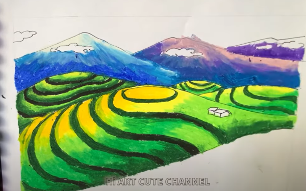 Vẽ tranh phong cảnh cho học sinh siêu dễ 14 Tô núi