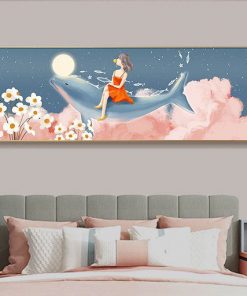 Tranh cô gái và cá voi nghệ thuật OP27384455