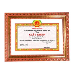 Khung bằng khen vàng đồng nâu đỏ 168