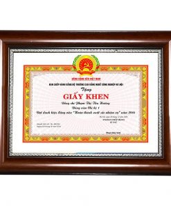 khung bằng khen nâu, trơn, cong 3612