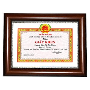 Khung bằng khen nâu trơn cong 3612